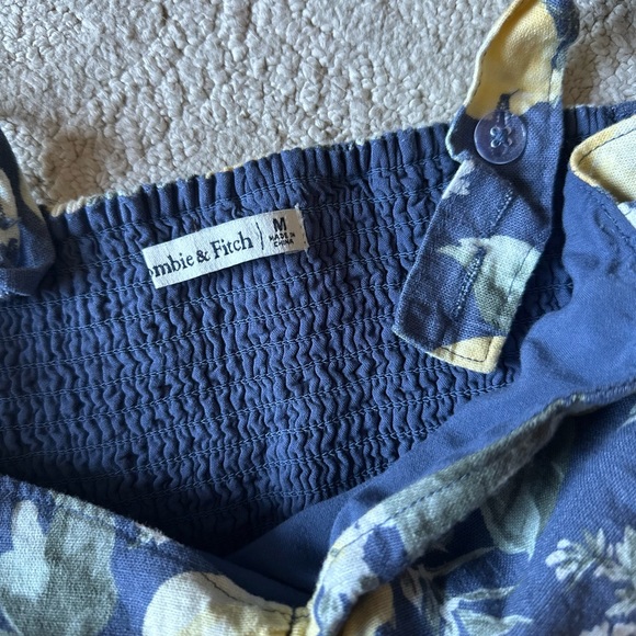 Abercrombie & Fitch Blue & Yellow Lemon Wide Strap Cinched Cami Top Size Medium - Picture 9 of 11